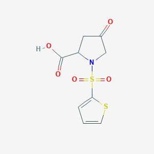 molecular formula C9H9NO5S2 B2463365 4-Oxo-1-(2-thienylsulfonyl)-2-pyrrolidinecarboxylic acid CAS No. 1219300-29-4