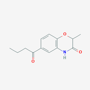 molecular formula C13H15NO3 B2463374 6-butanoyl-2-methyl-3,4-dihydro-2H-1,4-benzoxazin-3-one CAS No. 1082893-27-3