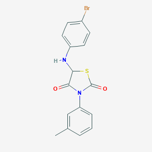 molecular formula C16H13BrN2O2S B246339 5-(4-Bromoanilino)-3-(3-methylphenyl)-1,3-thiazolidine-2,4-dione 