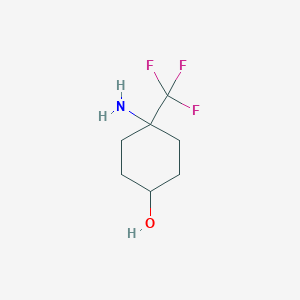 molecular formula C7H12F3NO B2463392 4-Amino-4-(trifluoromethyl)cyclohexan-1-ol CAS No. 2219353-59-8