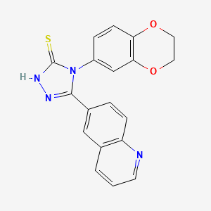 molecular formula C19H14N4O2S B2463396 4-(2,3-dihydro-1,4-benzodioxin-6-yl)-5-(6-quinolinyl)-4H-1,2,4-triazole-3-thiol CAS No. 865658-27-1