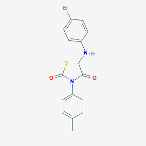 molecular formula C16H13BrN2O2S B246340 5-[(4-Bromophenyl)amino]-3-(4-methylphenyl)-1,3-thiazolidine-2,4-dione 