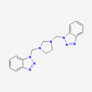 molecular formula C17H18N8 B2463401 1-{[3-(1H-1,2,3-Benzotriazol-1-ylmethyl)imidazolidin-1-yl]methyl}-1H-1,2,3-benzotriazole CAS No. 129410-37-3