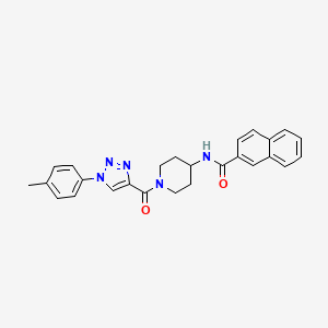 molecular formula C26H25N5O2 B2463405 N-(1-(1-(p-tolil)-1H-1,2,3-triazol-4-carbonil)piperidin-4-il)-2-naftamida CAS No. 1251688-89-7