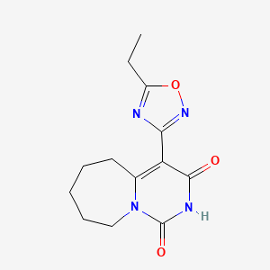 molecular formula C13H16N4O3 B2463408 4-(5-ethyl-1,2,4-oxadiazol-3-yl)-6,7,8,9-tetrahydropyrimido[1,6-a]azepine-1,3(2H,5H)-dione CAS No. 2059769-92-3