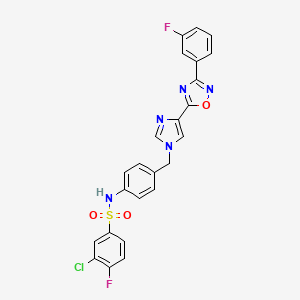 3-chloro-4-fluoro-N-(4-((4-(3-(3-fluorophenyl)-1,2,4-oxadiazol-5-yl)-1H-imidazol-1-yl)methyl)phenyl)benzenesulfonamide