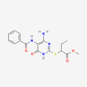 molecular formula C16H18N4O4S B2463433 2-((4-氨基-5-苯甲酰胺基-6-氧代-1,6-二氢嘧啶-2-基)硫代)丁酸甲酯 CAS No. 888415-05-2
