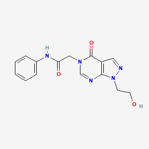 molecular formula C15H15N5O3 B2463437 2-[1-(2-羟乙基)-4-氧代吡唑并[3,4-d]嘧啶-5-基]-N-苯乙酰胺 CAS No. 900011-26-9