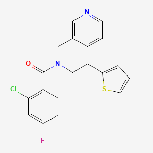 B2463453 2-chloro-4-fluoro-N-(pyridin-3-ylmethyl)-N-(2-(thiophen-2-yl)ethyl)benzamide CAS No. 1396673-82-7