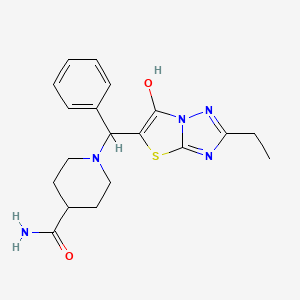 1-((2-Ethyl-6-hydroxythiazolo[3,2-b][1,2,4]triazol-5-yl)(phenyl)methyl)piperidine-4-carboxamide