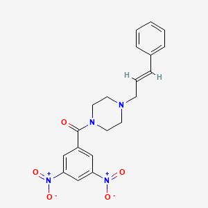 molecular formula C20H20N4O5 B2463475 3,5-二硝基苯基 4-(3-苯基丙-2-烯基)哌嗪基酮 CAS No. 349091-89-0