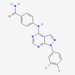 molecular formula C18H12F2N6O B2463484 4-((1-(3,4-difluorophenyl)-1H-pyrazolo[3,4-d]pyrimidin-4-yl)amino)benzamide CAS No. 921041-78-3