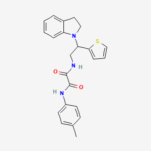 molecular formula C23H23N3O2S B2463490 N1-(2-(indolin-1-yl)-2-(thiophen-2-yl)ethyl)-N2-(p-tolyl)oxalamide CAS No. 898424-27-6