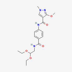 molecular formula C19H26N4O5 B2463492 N-(4-((2,2-二乙氧基乙基)氨基甲酰基)苯基)-3-甲氧基-1-甲基-1H-吡唑-4-甲酰胺 CAS No. 1351633-42-5