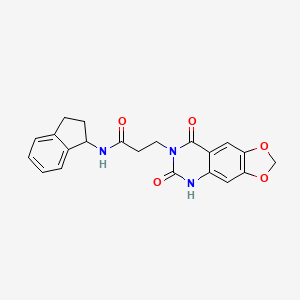 molecular formula C21H19N3O5 B2463493 N-(2,3-dihydro-1H-inden-1-yl)-3-(6,8-dioxo-5,6-dihydro-[1,3]dioxolo[4,5-g]quinazolin-7(8H)-yl)propanamide CAS No. 1428349-29-4