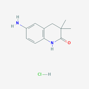 molecular formula C11H15ClN2O B2463499 6-Amino-3,3-dimethyl-1,2,3,4-tetrahydroquinolin-2-one hydrochloride CAS No. 2251054-04-1