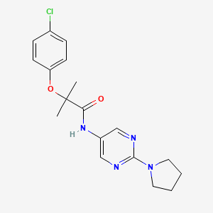 molecular formula C18H21ClN4O2 B2463500 2-(4-chlorophenoxy)-2-methyl-N-(2-(pyrrolidin-1-yl)pyrimidin-5-yl)propanamide CAS No. 1396878-00-4