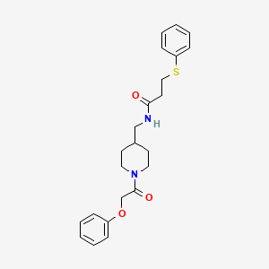 molecular formula C23H28N2O3S B2463508 N-((1-(2-phenoxyacetyl)piperidin-4-yl)methyl)-3-(phenylthio)propanamide CAS No. 1235028-56-4