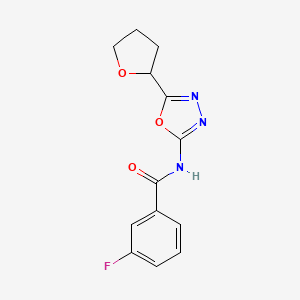 molecular formula C13H12FN3O3 B2463513 3-fluoro-N-(5-(tetrahydrofuran-2-yl)-1,3,4-oxadiazol-2-yl)benzamide CAS No. 921860-23-3
