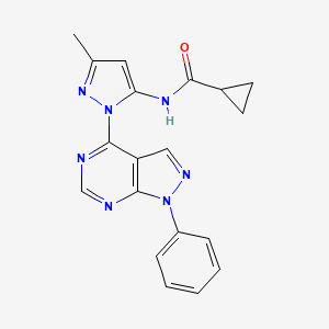 molecular formula C19H17N7O B2463517 N-(3-methyl-1-(1-phenyl-1H-pyrazolo[3,4-d]pyrimidin-4-yl)-1H-pyrazol-5-yl)cyclopropanecarboxamide CAS No. 1005921-78-7