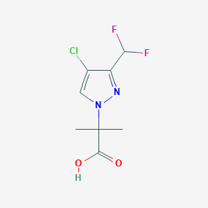 molecular formula C8H9ClF2N2O2 B2463519 2-[4-chloro-3-(difluoromethyl)-1H-pyrazol-1-yl]-2-methylpropanoic acid CAS No. 1856070-85-3