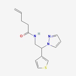 molecular formula C14H17N3OS B2463539 N-[2-(1H-pyrazol-1-yl)-2-(thiophen-3-yl)ethyl]pent-4-enamide CAS No. 2097893-03-1