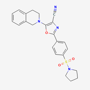 5-(3,4-dihydroisoquinolin-2(1H)-yl)-2-[4-(pyrrolidin-1-ylsulfonyl)phenyl]-1,3-oxazole-4-carbonitrile