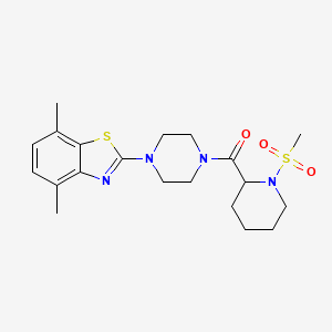 molecular formula C20H28N4O3S2 B2463549 (4-(4,7-Dimethylbenzo[d]thiazol-2-yl)piperazin-1-yl)(1-(methylsulfonyl)piperidin-2-yl)methanone CAS No. 1214664-43-3