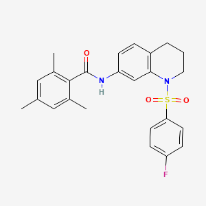 molecular formula C25H25FN2O3S B2463554 N-(1-((4-fluorophenyl)sulfonyl)-1,2,3,4-tetrahydroquinolin-7-yl)-2,4,6-trimethylbenzamide CAS No. 1208641-36-4