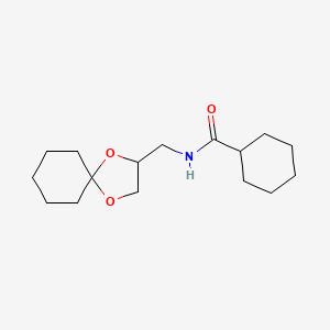 molecular formula C16H27NO3 B2463555 N-(1,4-dioxaspiro[4.5]decan-2-ylmethyl)cyclohexanecarboxamide CAS No. 899730-17-7