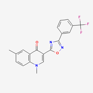 molecular formula C20H14F3N3O2 B2463558 1,6-dimethyl-3-{3-[3-(trifluoromethyl)phenyl]-1,2,4-oxadiazol-5-yl}-1,4-dihydroquinolin-4-one CAS No. 1260713-24-3