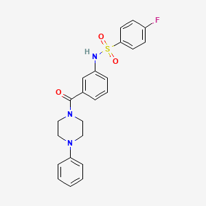 molecular formula C23H22FN3O3S B2463559 4-fluoro-N-(3-(4-phenylpiperazine-1-carbonyl)phenyl)benzenesulfonamide CAS No. 898421-85-7