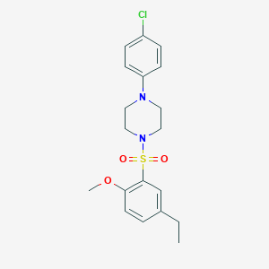 molecular formula C19H23ClN2O3S B246358 1-(4-Chlorophenyl)-4-[(5-ethyl-2-methoxyphenyl)sulfonyl]piperazine 