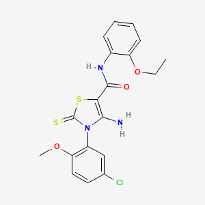 molecular formula C19H18ClN3O3S2 B2463594 4-amino-3-(5-chloro-2-methoxyphenyl)-N-(2-ethoxyphenyl)-2-thioxo-2,3-dihydrothiazole-5-carboxamide CAS No. 946242-85-9