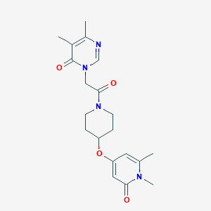 molecular formula C20H26N4O4 B2463595 3-(2-(4-((1,6-dimethyl-2-oxo-1,2-dihydropyridin-4-yl)oxy)piperidin-1-yl)-2-oxoethyl)-5,6-dimethylpyrimidin-4(3H)-one CAS No. 2176201-45-7