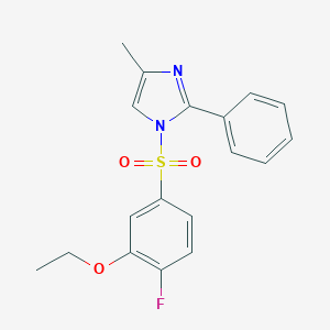 molecular formula C18H17FN2O3S B246360 1-[(3-ethoxy-4-fluorophenyl)sulfonyl]-4-methyl-2-phenyl-1H-imidazole 