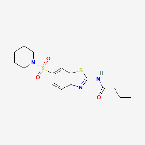 molecular formula C16H21N3O3S2 B2463618 N-(6-piperidin-1-ylsulfonyl-1,3-benzothiazol-2-yl)butanamide CAS No. 708216-24-4