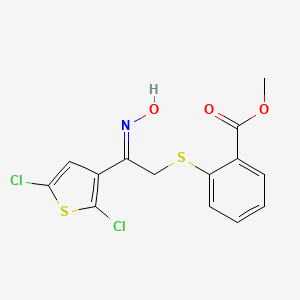 molecular formula C14H11Cl2NO3S2 B2463625 Methyl 2-{[2-(2,5-dichloro-3-thienyl)-2-(hydroxyimino)ethyl]sulfanyl}benzenecarboxylate CAS No. 338401-93-7