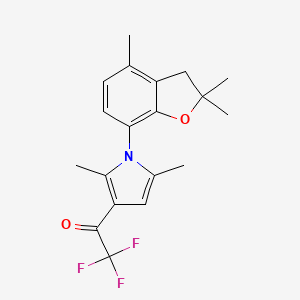 molecular formula C19H20F3NO2 B2463634 1-[2,5-dimethyl-1-(2,2,4-trimethyl-2,3-dihydro-1-benzofuran-7-yl)-1H-pyrrol-3-yl]-2,2,2-trifluoro-1-ethanone CAS No. 866008-61-9