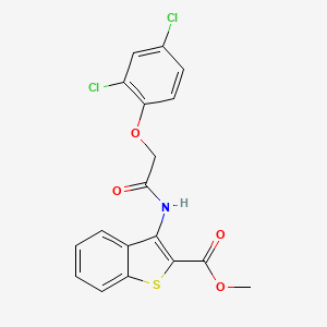 molecular formula C18H13Cl2NO4S B2463637 Methyl 3-(2-(2,4-dichlorophenoxy)acetamido)benzo[b]thiophene-2-carboxylate CAS No. 477490-60-1