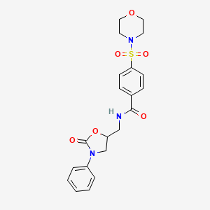 molecular formula C21H23N3O6S B2463640 4-(morpholinosulfonyl)-N-((2-oxo-3-phenyloxazolidin-5-yl)methyl)benzamide CAS No. 954614-78-9