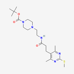 molecular formula C21H35N5O3S B2463641 Tert-butyl 4-(2-{3-[4,6-dimethyl-2-(methylsulfanyl)pyrimidin-5-yl]propanamido}ethyl)piperazine-1-carboxylate CAS No. 1181867-22-0