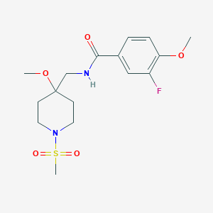 molecular formula C16H23FN2O5S B2463649 3-fluoro-N-[(1-methanesulfonyl-4-methoxypiperidin-4-yl)methyl]-4-methoxybenzamide CAS No. 2415542-25-3