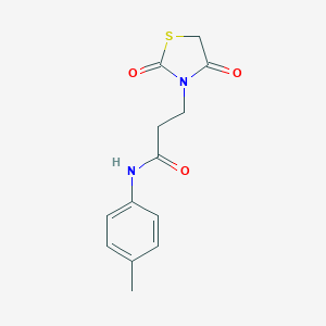 molecular formula C13H14N2O3S B246365 3-(2,4-dioxo-1,3-thiazolidin-3-yl)-N-(4-methylphenyl)propanamide 