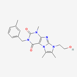 molecular formula C20H23N5O3 B2463650 8-(2-羟乙基)-1,6,7-三甲基-3-(3-甲基苄基)-1H-咪唑并[2,1-f]嘌呤-2,4(3H,8H)-二酮 CAS No. 916029-88-4