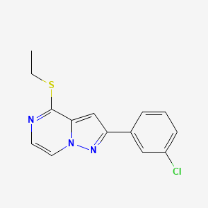 molecular formula C14H12ClN3S B2463653 2-(3-Chlorophenyl)-4-(ethylthio)pyrazolo[1,5-a]pyrazine CAS No. 1206989-61-8