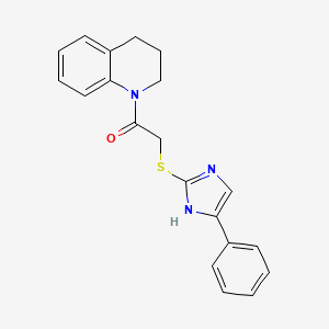 molecular formula C20H19N3OS B2463657 1-(3,4-dihydroquinolin-1(2H)-yl)-2-((5-phenyl-1H-imidazol-2-yl)thio)ethanone CAS No. 941956-57-6
