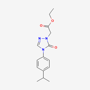 molecular formula C15H19N3O3 B2463659 ethyl 2-[4-(4-isopropylphenyl)-5-oxo-4,5-dihydro-1H-1,2,4-triazol-1-yl]acetate CAS No. 866149-33-9