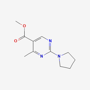 molecular formula C11H15N3O2 B2463662 Methyl 4-methyl-2-(pyrrolidin-1-yl)pyrimidine-5-carboxylate CAS No. 924862-97-5