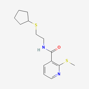 molecular formula C14H20N2OS2 B2463663 N-[2-(cyclopentylsulfanyl)ethyl]-2-(methylsulfanyl)pyridine-3-carboxamide CAS No. 1210027-81-8